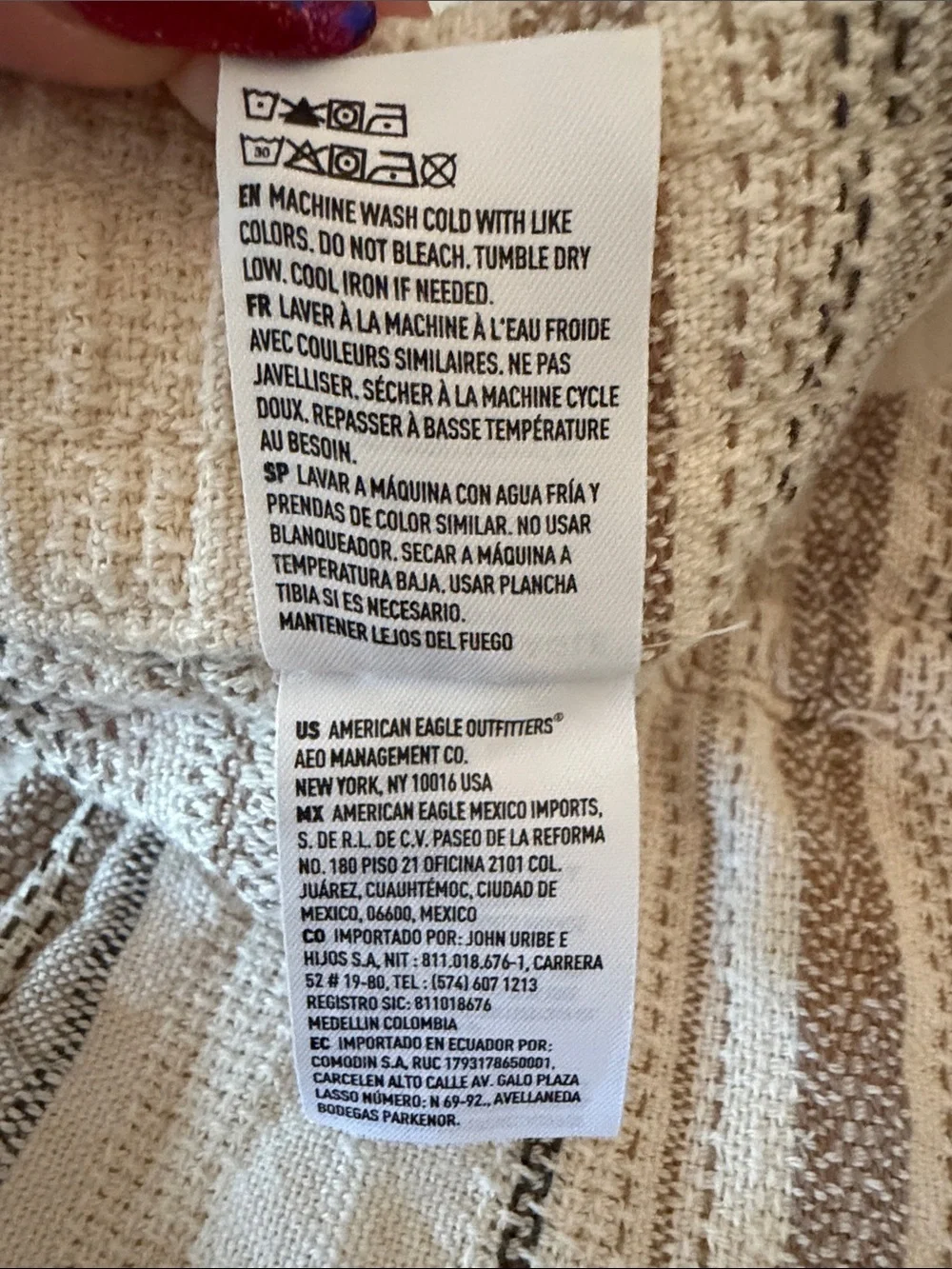 American Eagle Outfitters Cream and Tan Textured Knit Top